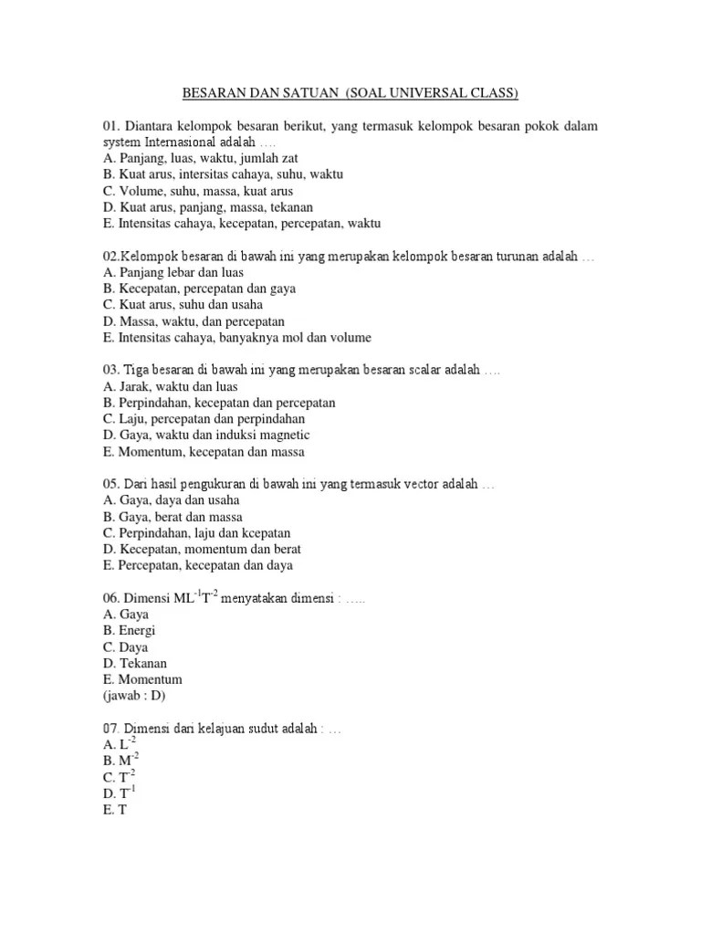 Soal Besaran | PDF