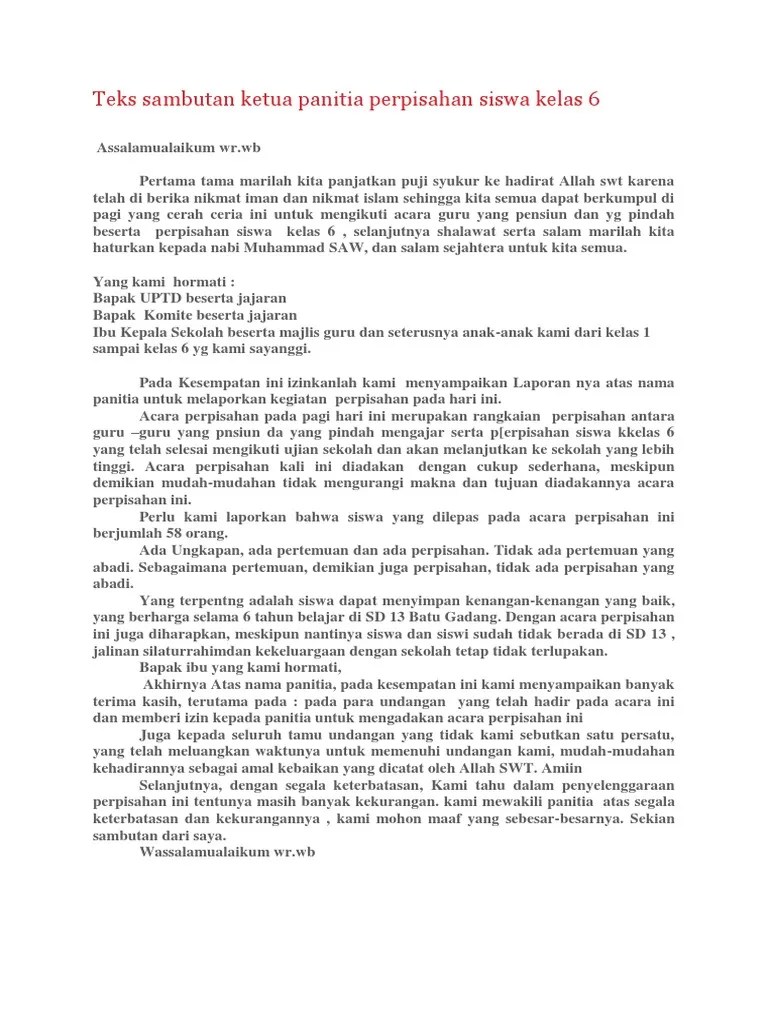 Contoh Kata Sambutan Ketua Panitia Perpisahan Anak Tk