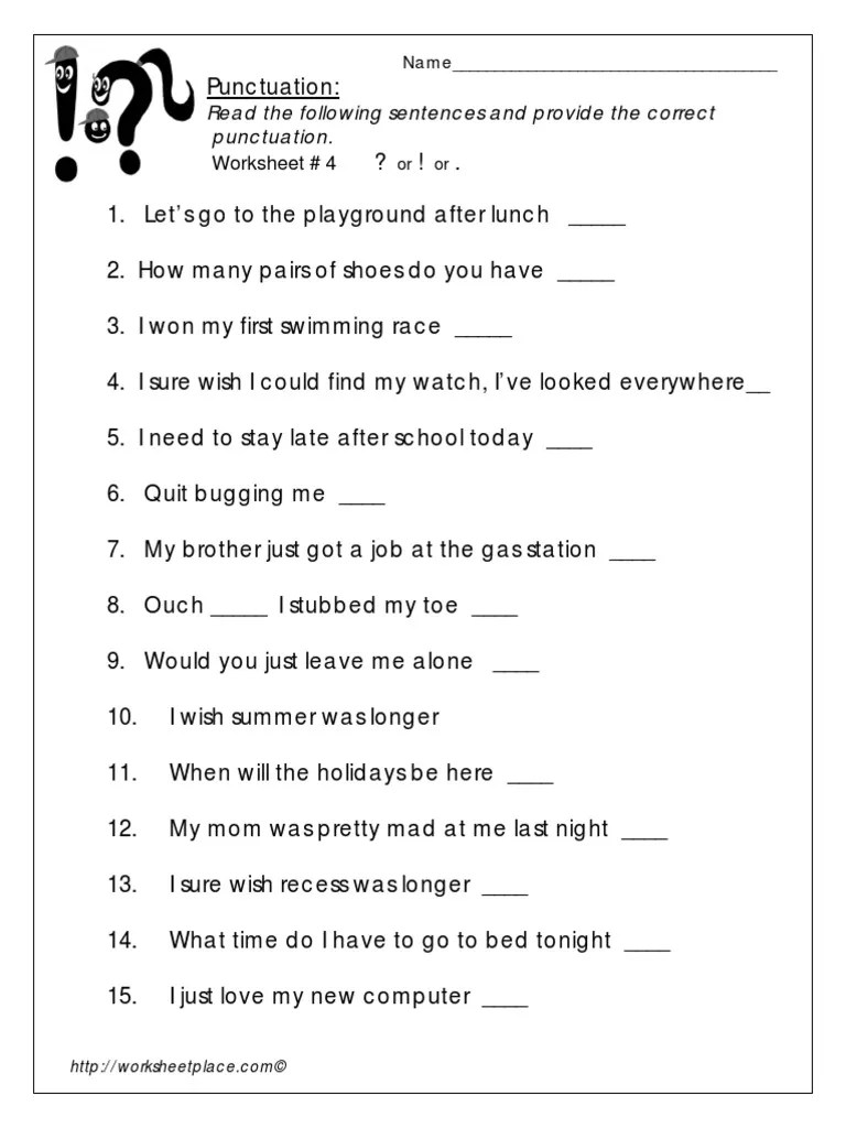 Free Printable Comma Worksheets