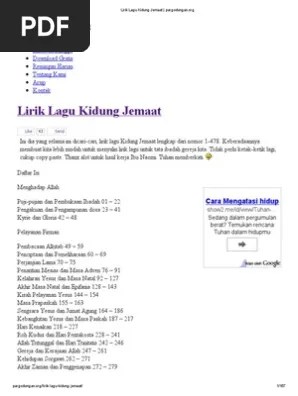 Lirik Lagu Kidung Jemaat - Pargodungan PDF | PDF