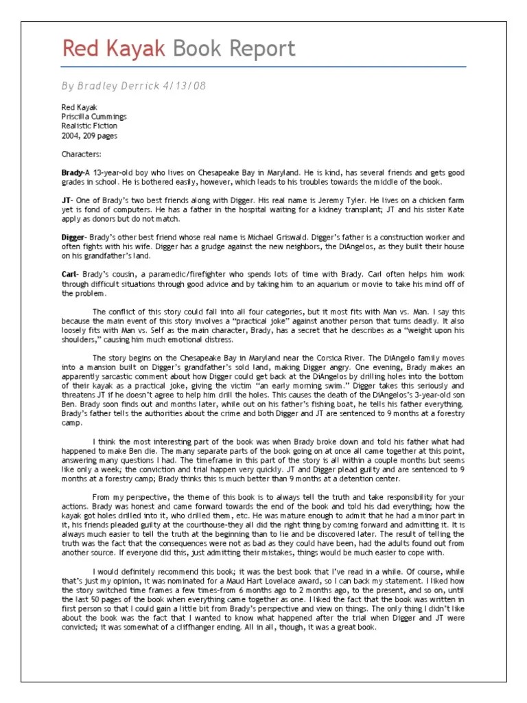 Red Kayak Book Report