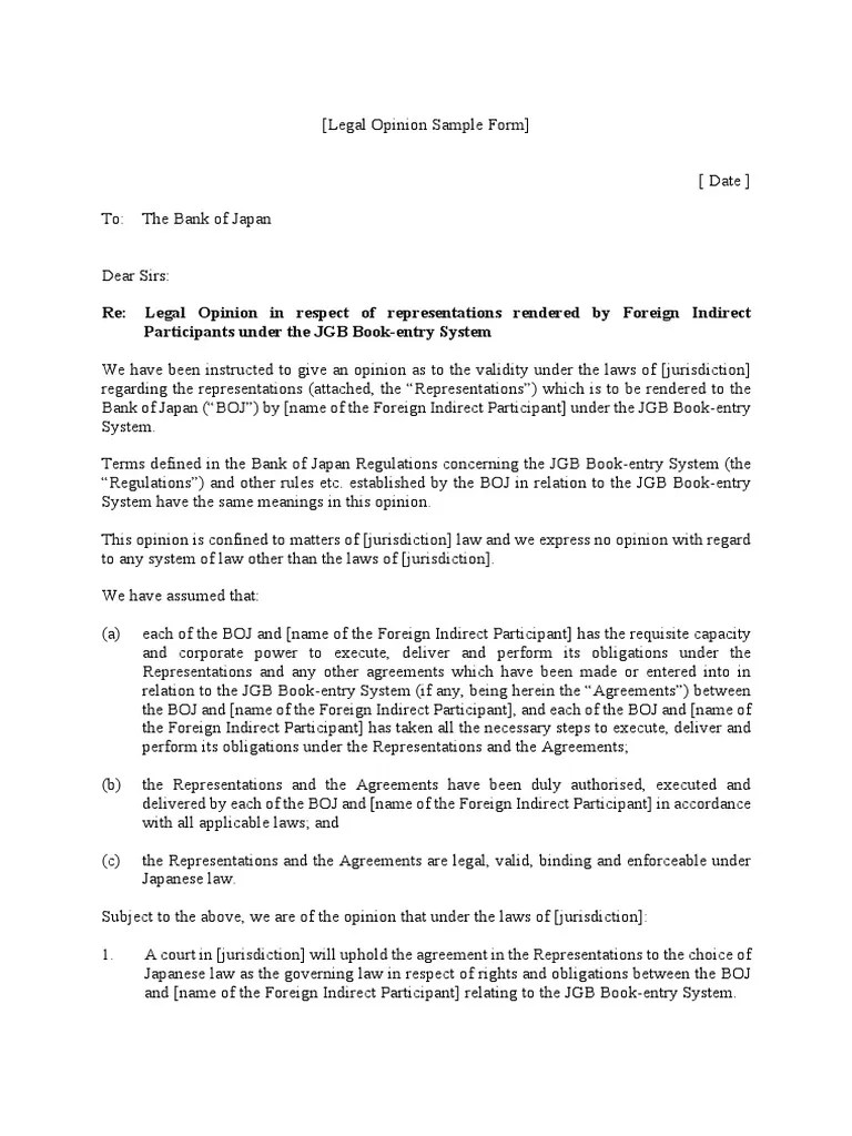 Sample Legal Opinion | PDF
