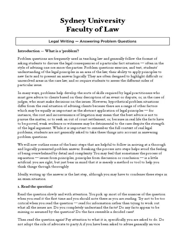 Legal Writing Answering Problem Questions Precedent Government