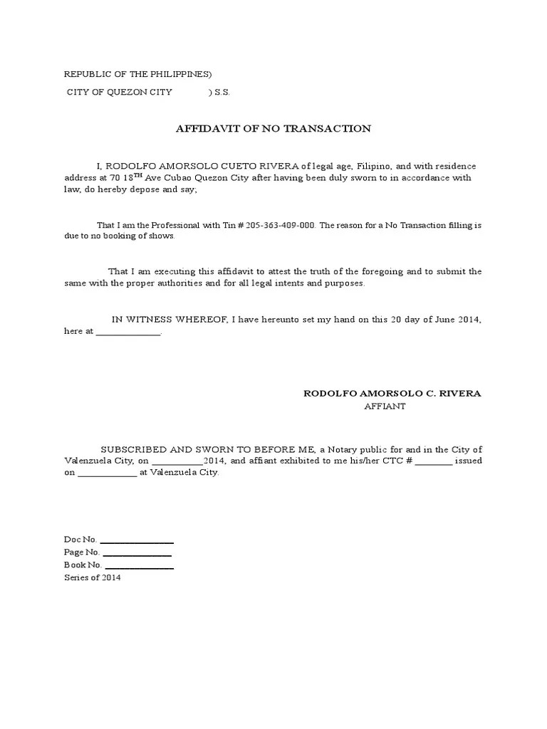 Affidavit Of No Records Template Affidavit Of No Records Template