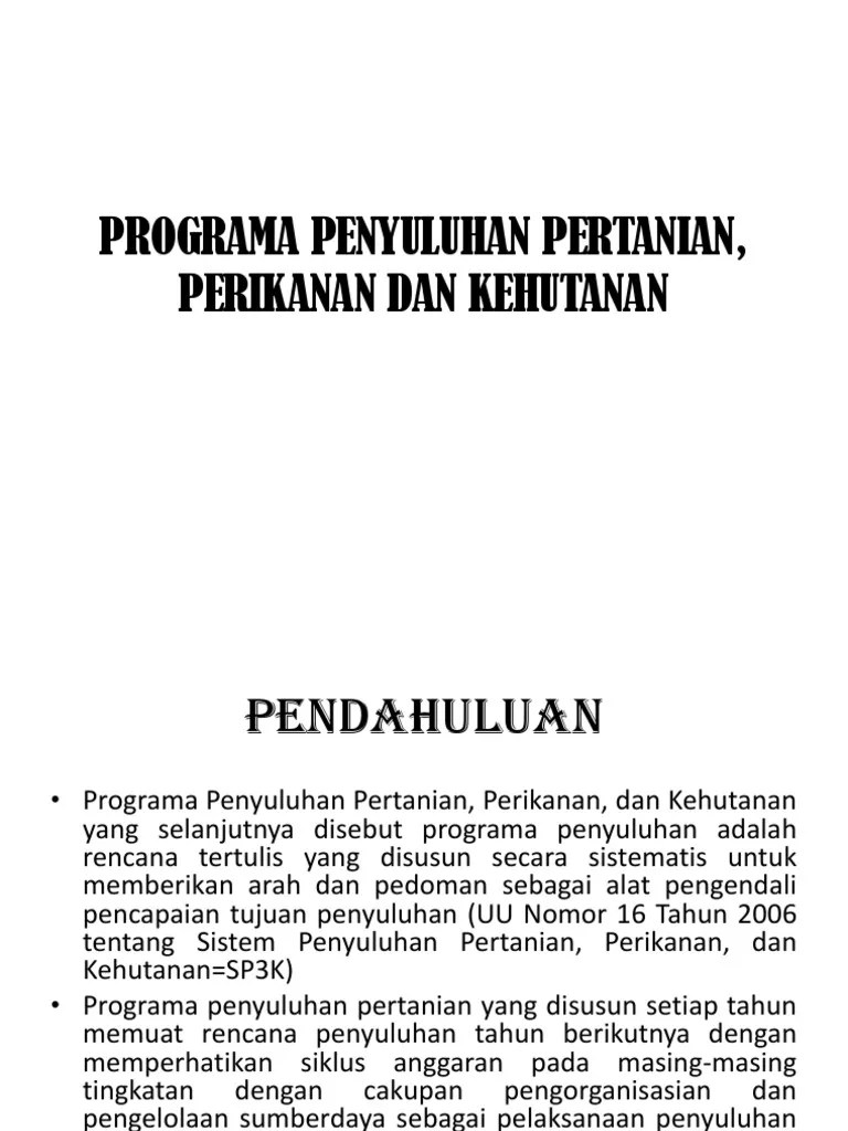 Programa Penyuluhan Pertanian, Perikanan Dan Kehutanan | PDF