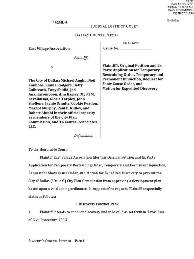 Request For Injunction Injunction Zoning