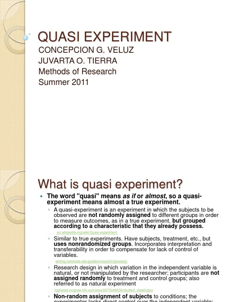 Quasi Experiment Experiment Evaluation Methods