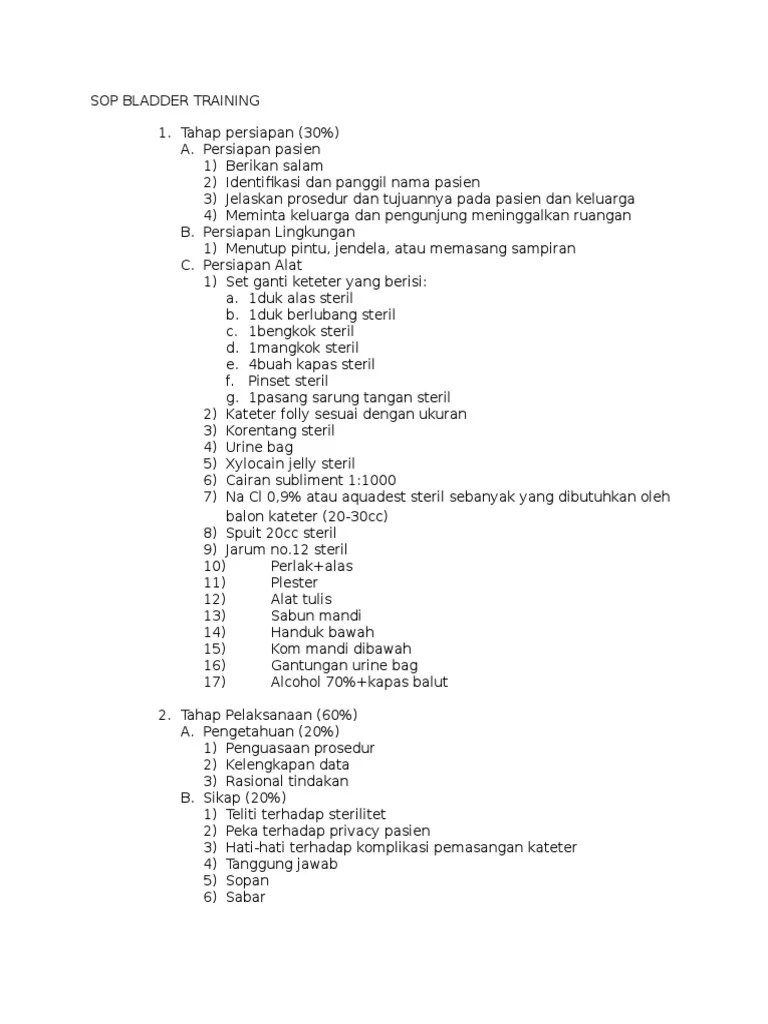 Sop Bladder Training
