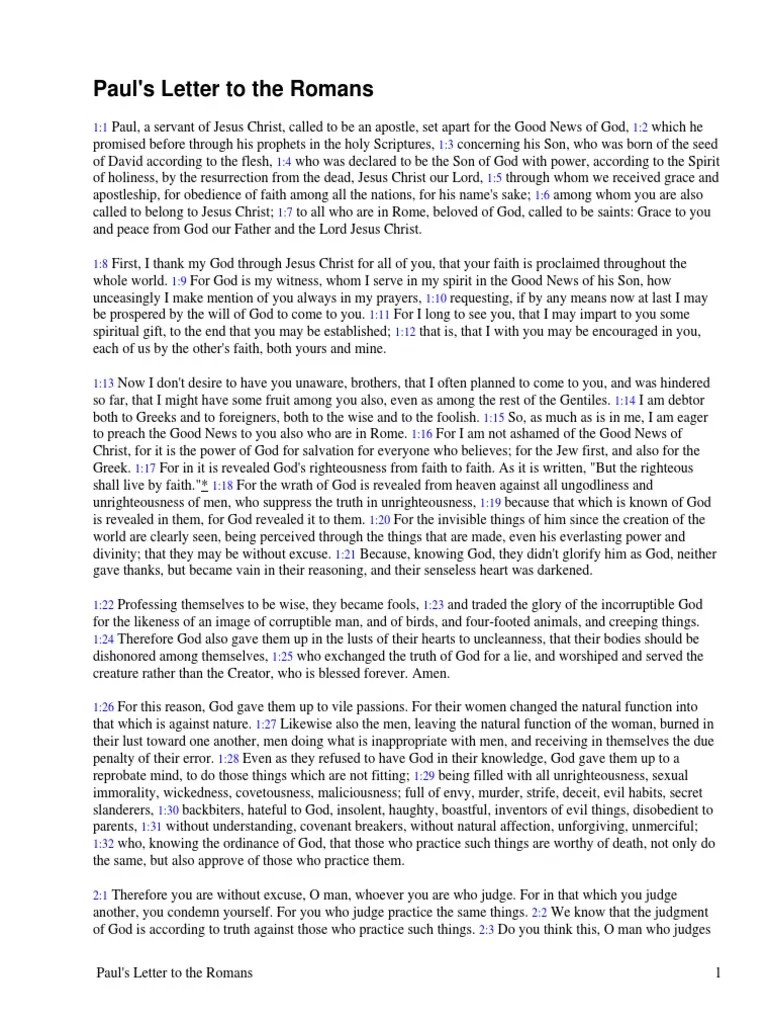 Paul's Letter to the Romans Justification (Theology) Grace In