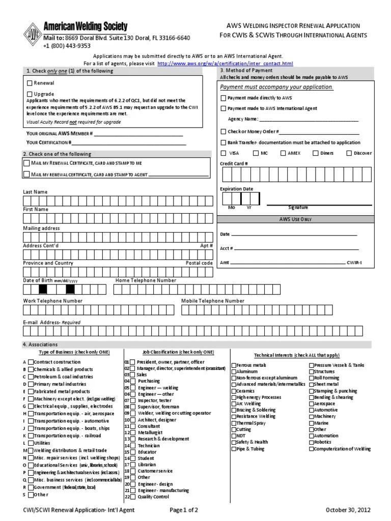 AWS CWI Renewal Notary Public Welding