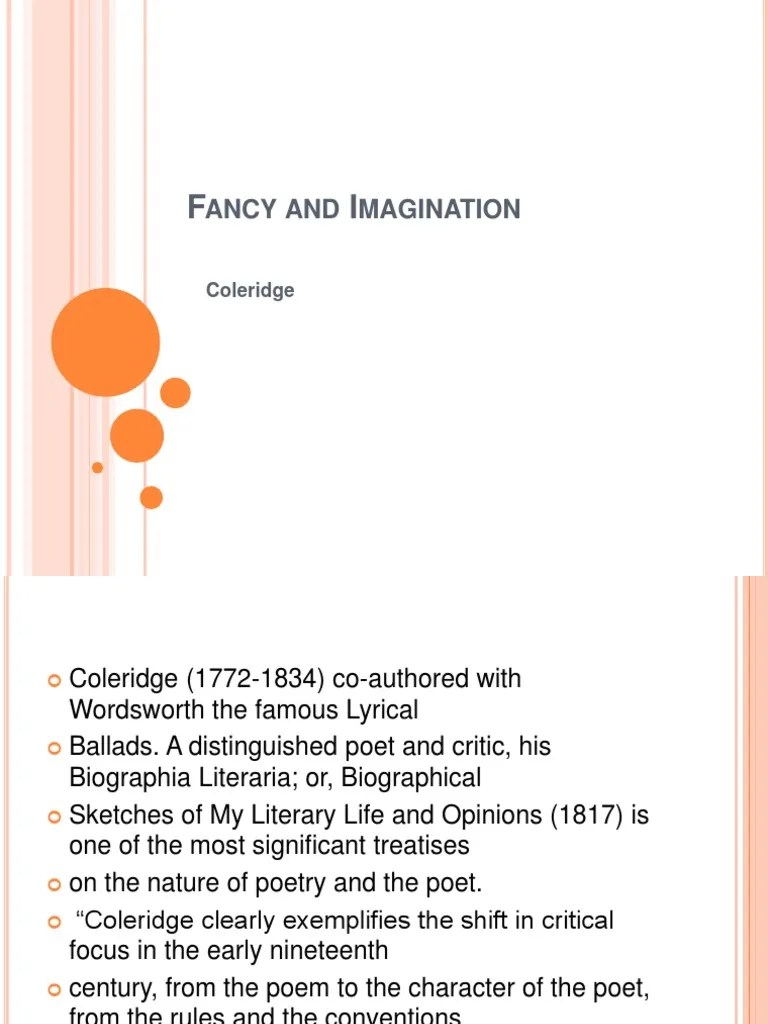 Fancy and Imagination Samuel Taylor Coleridge Imagination