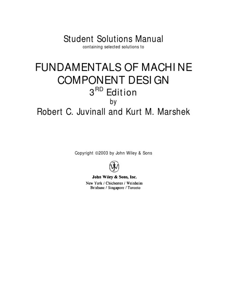 Fundamentals of Machine Component Design (3a Ed) Solution