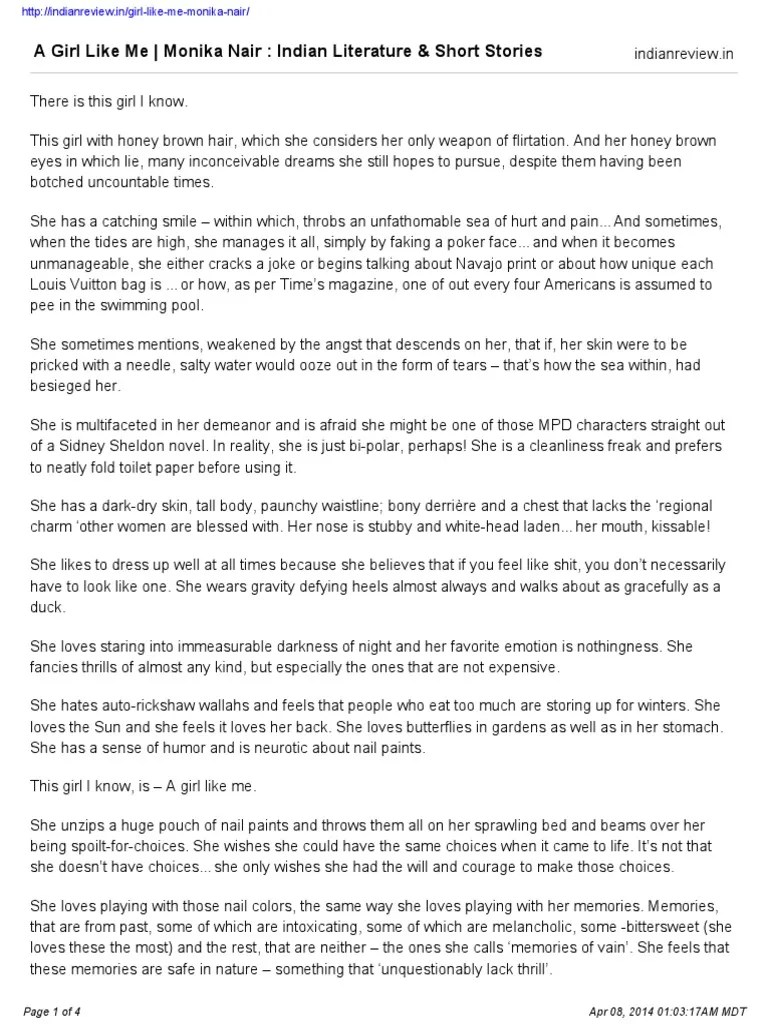 A Girl Like Me Monika Nair Indian Literature Amp Short Stories PDF