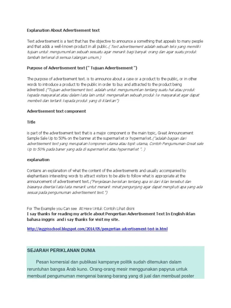 Explanation About Advertisement Text | PDF
