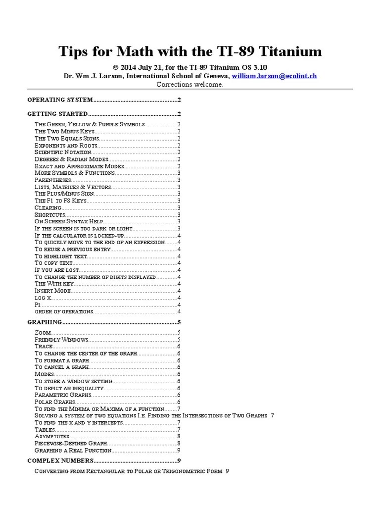 Tips for Beginners for the TI 89 Calculator | Summation | Matrix