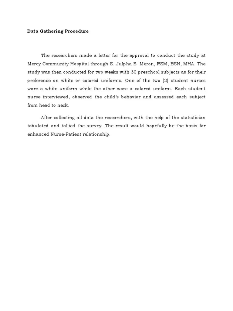 Data gathering procedure sample in research paper