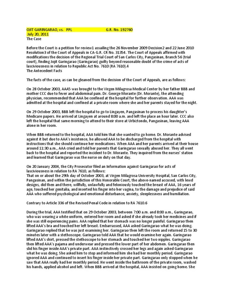 7cases for r.a. 7610 Special Penal Laws Plus 1 PDF File Sentence (Law