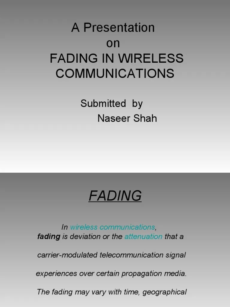 A Presentation on Fading in Wireless Communications Wireless