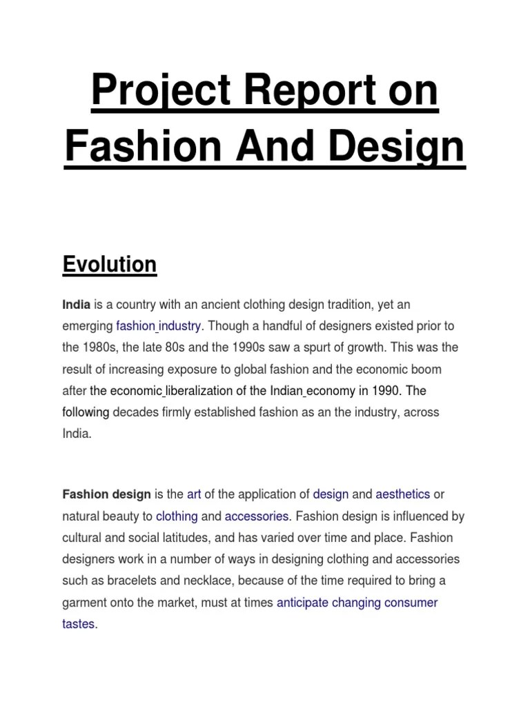 Project Report on Fashion and Design Fashion Design Fashion