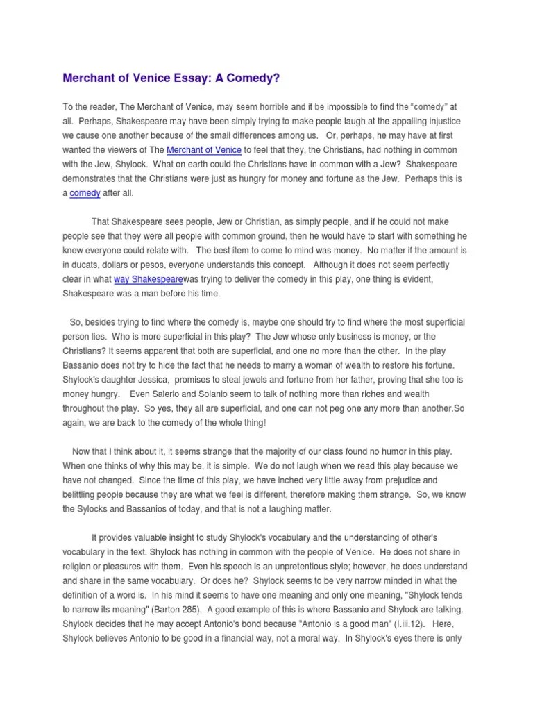 Merchant of Venice Essay The Merchant Of Venice Shylock