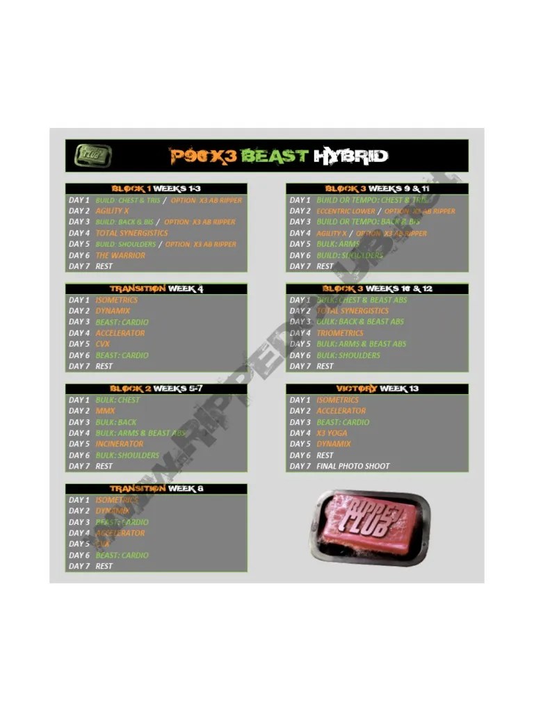P90X3 Body Beast Hybrid Schedule