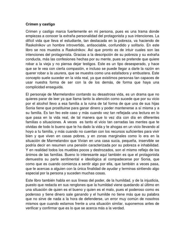 Crimen y Castigo Reporte de Lectura PDF Crimen y