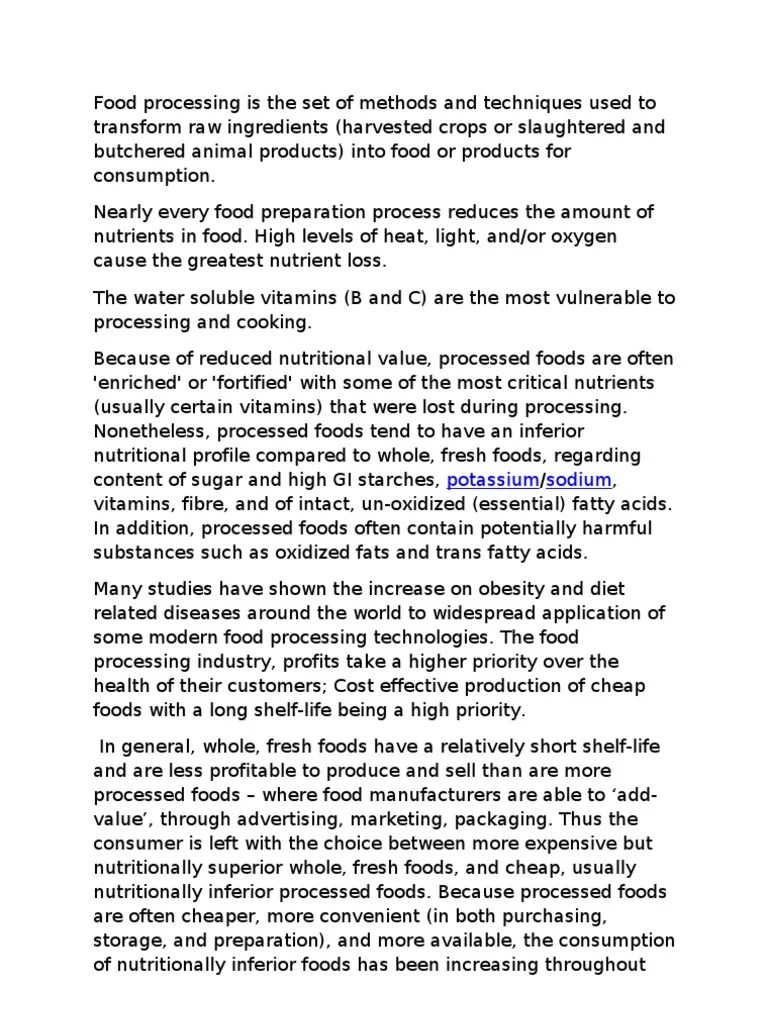 Effects of Processing and Preperation On Food and Nutrients PDF
