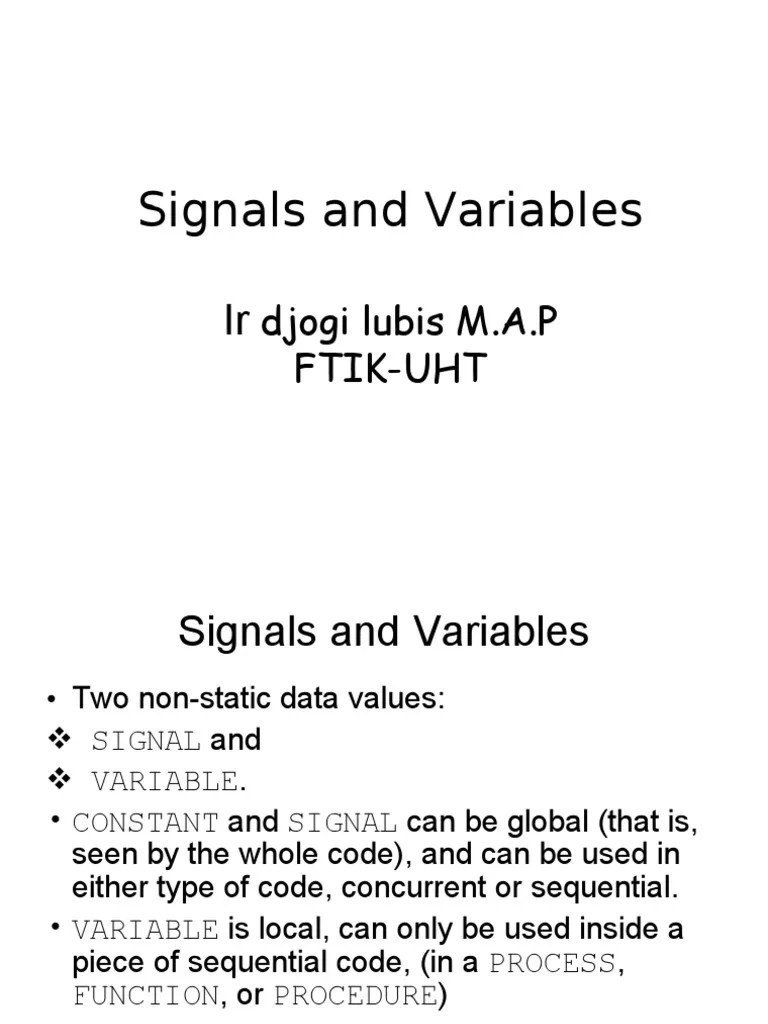 Signals and Variables PDF Variable Science) Subroutine