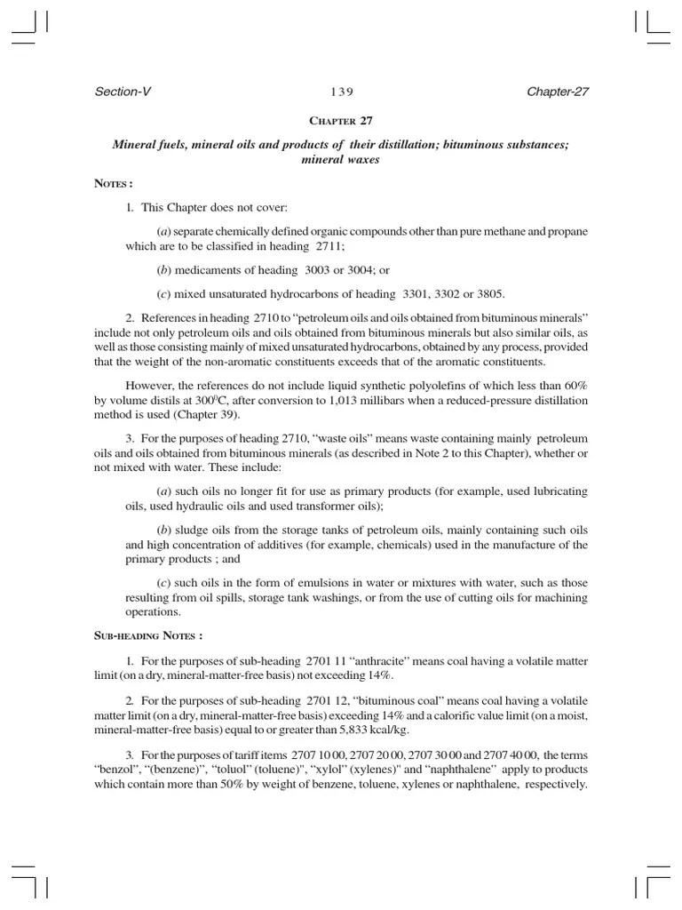 HS Code India (Harmonized Sequence Code) Asphalt Toluene