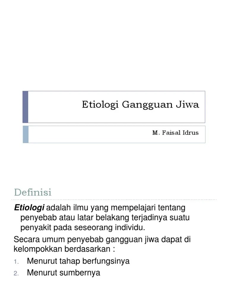 Etiologi Gangguan Jiwa | PDF