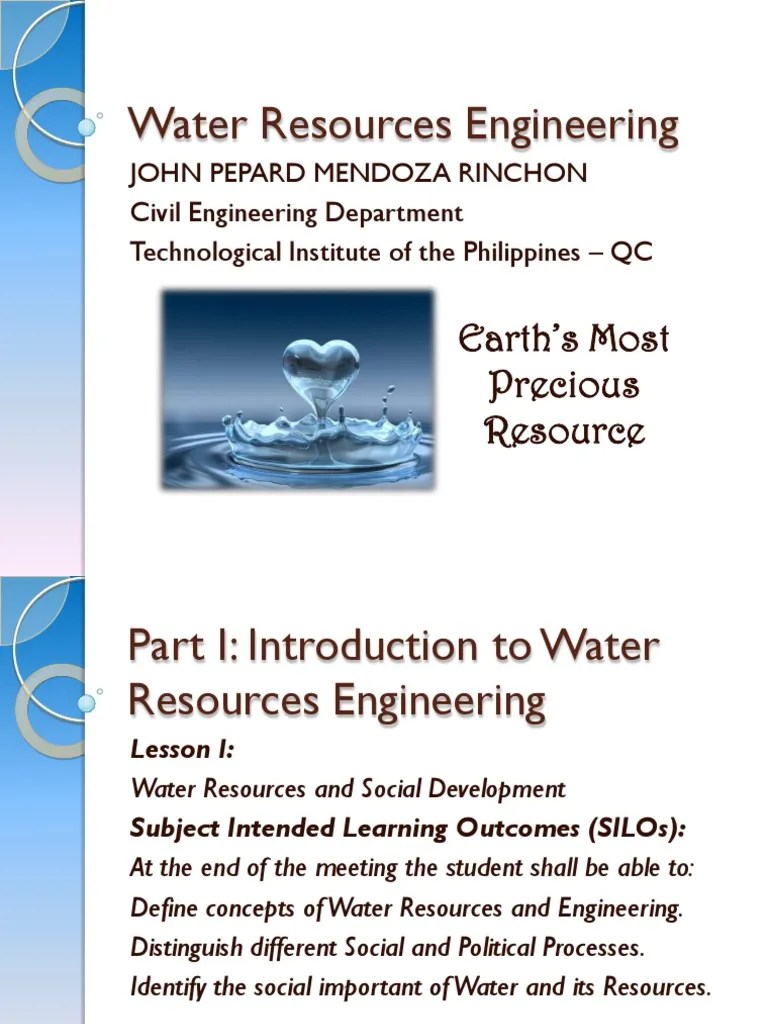 CE 003 Water Resources Engineering PDF Earth Sciences Hydrology