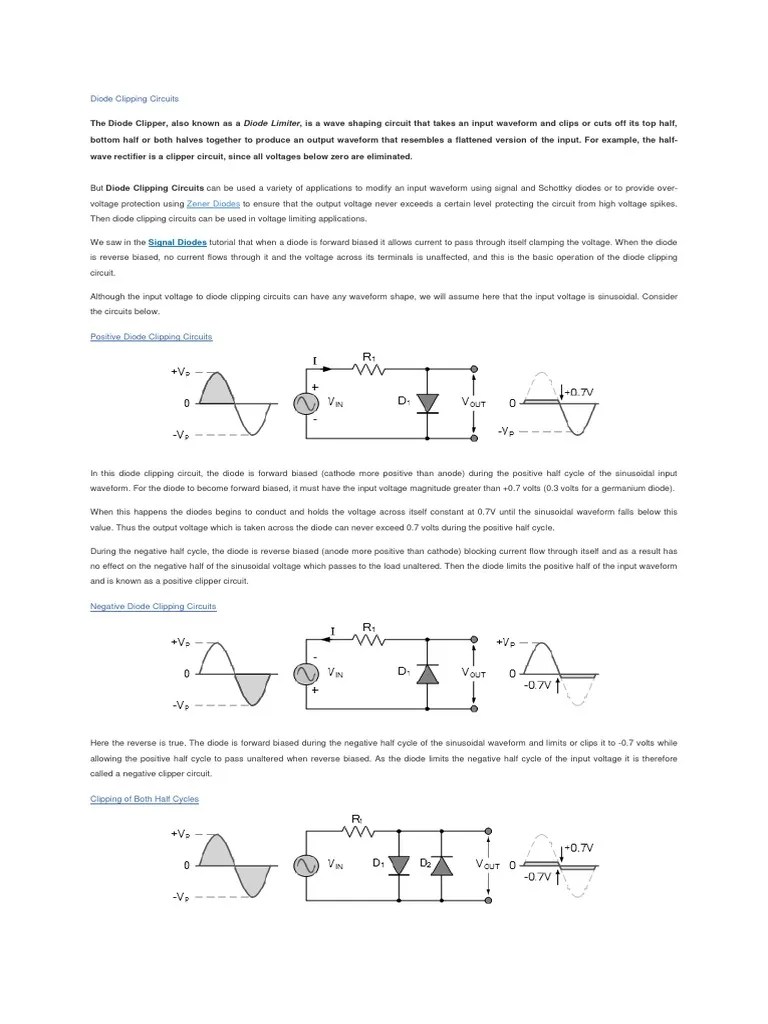 Diode Clipping Circuits PDF Diode Series And Parallel Circuits