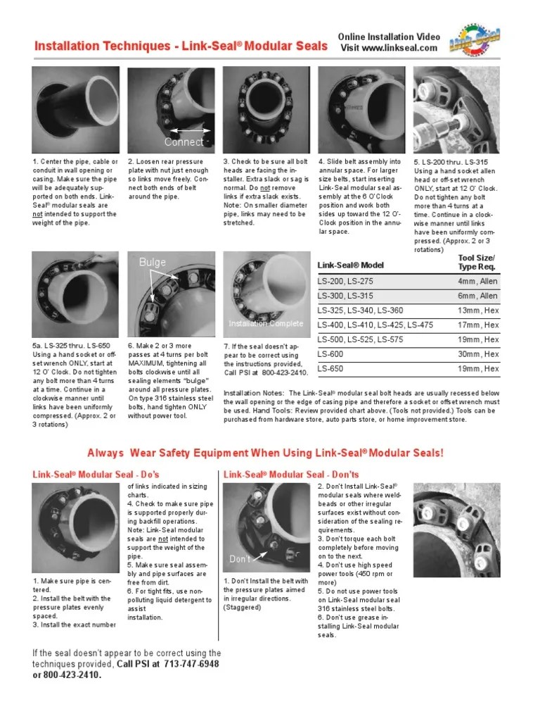 Installation Techniques LinkSeal Modular Seals Connect PDF Pipe
