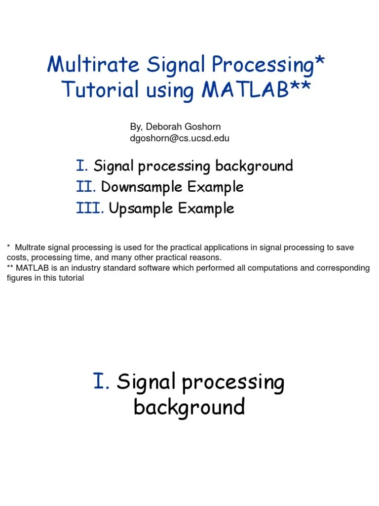 Multirate Signal Processing Tutorial Using MATLAB I. II. Iii PDF