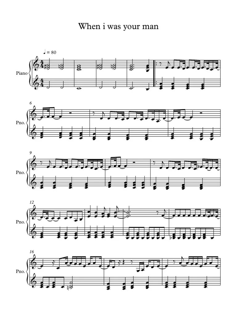 When i Was Your Men Partitura Piano