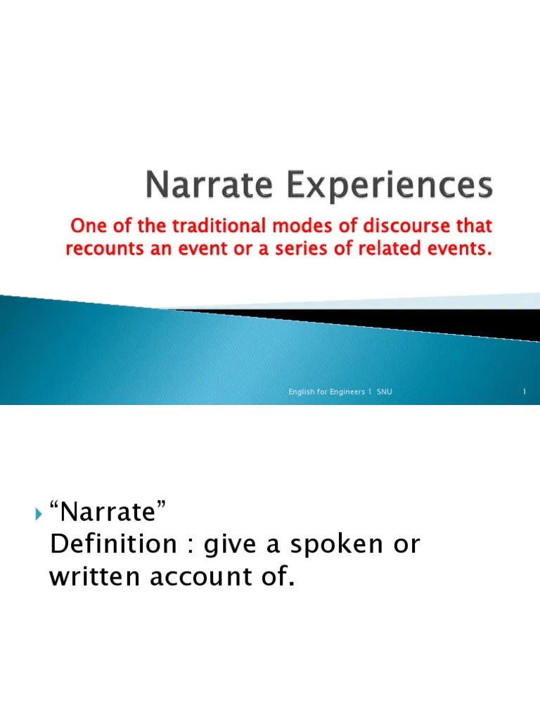 Narrate Experiences Narrative Essays