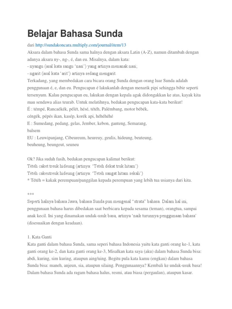 Belajar Bahasa Sunda | PDF