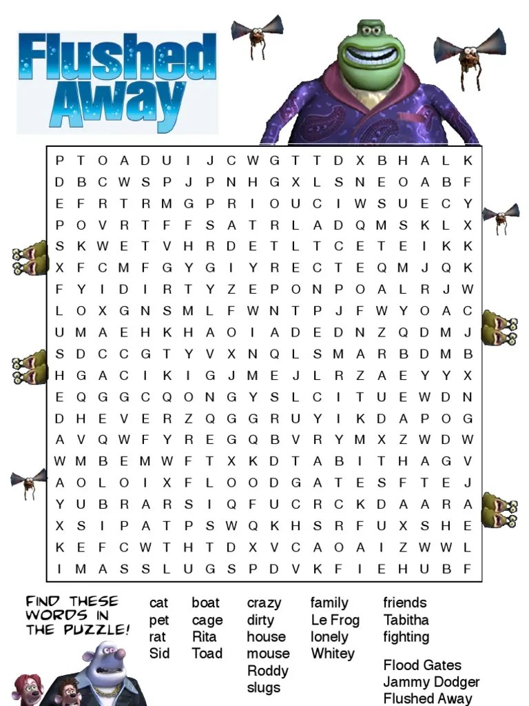 Flushed Away Findaword Worksheet 3 Leisure