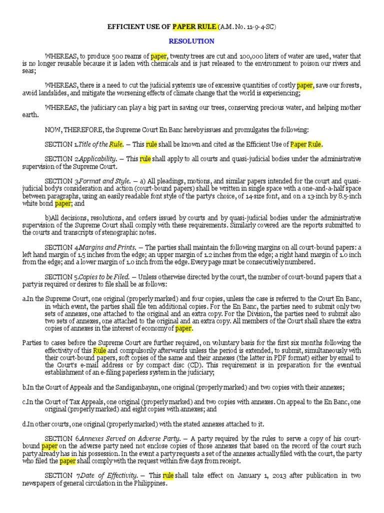 Efficient Use of Paper Rule PDF Supreme Courts Judiciaries