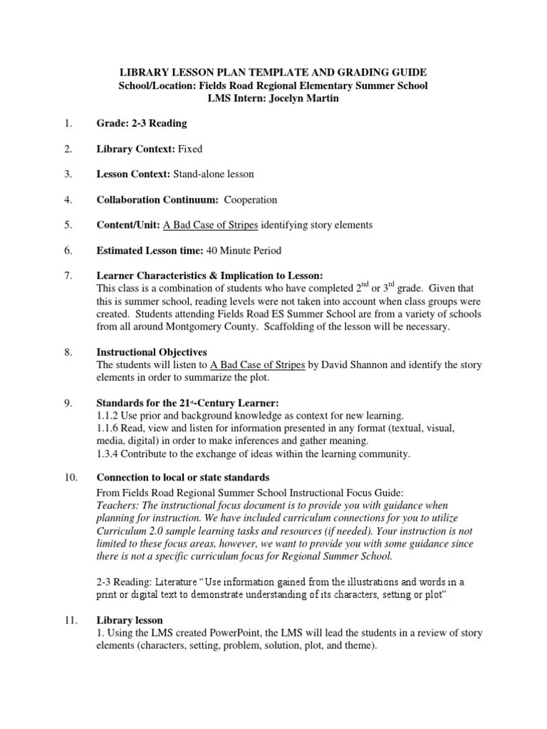 Bad Case of Stripes Lesson Plan PDF Curriculum Lesson Plan