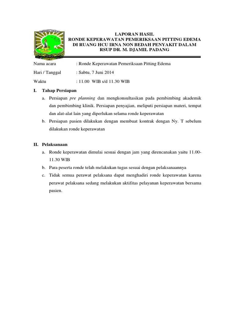 LAPORAN HASIL Pemeriksaan Pitting Edema