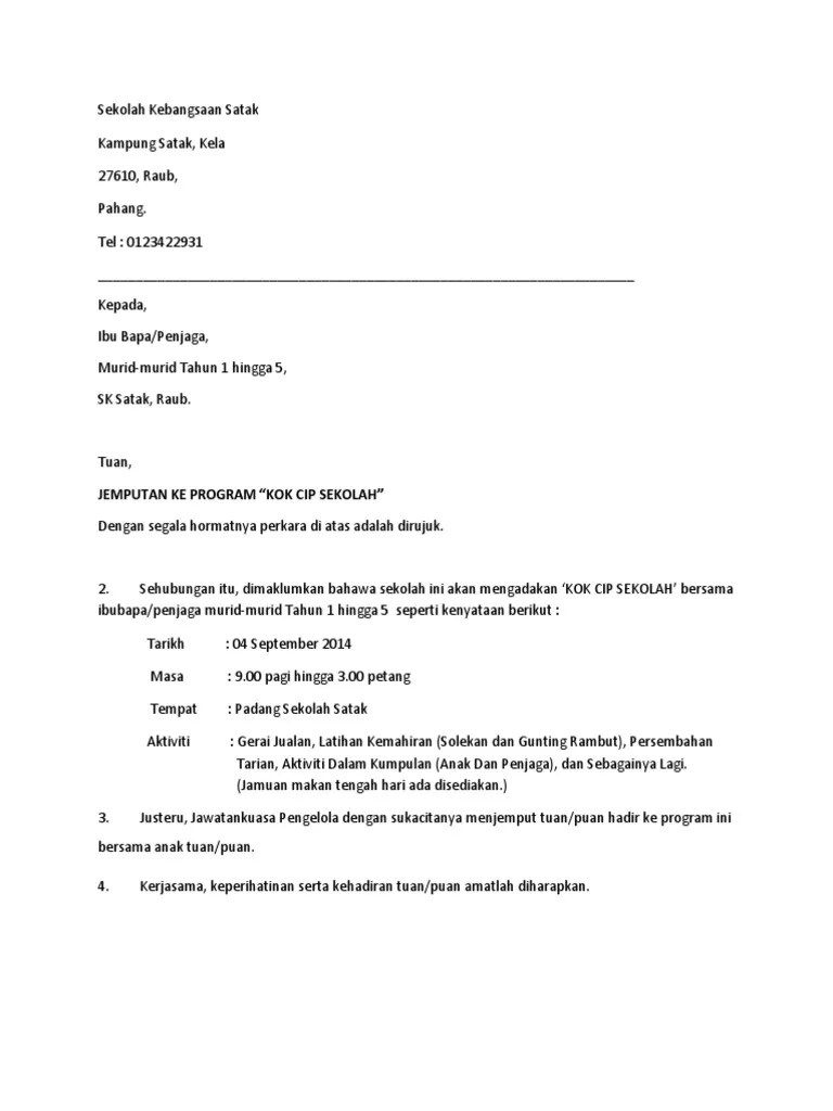 Contoh Surat Rasmi Akuan Kebenaran Ibu Bapa