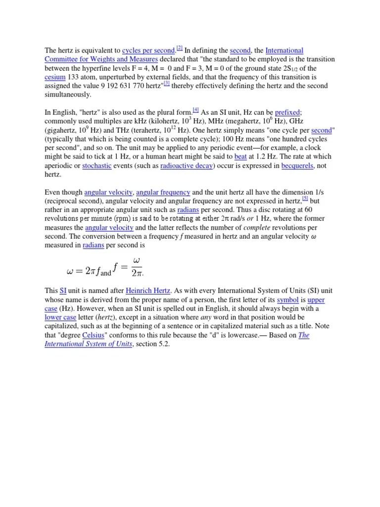 The International System of Units Hertz Units Of Measurement