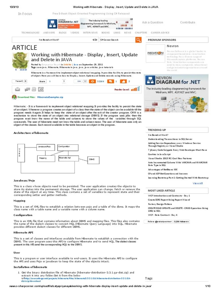 Working With Hibernate Display, Insert, Update and Delete in JAVA