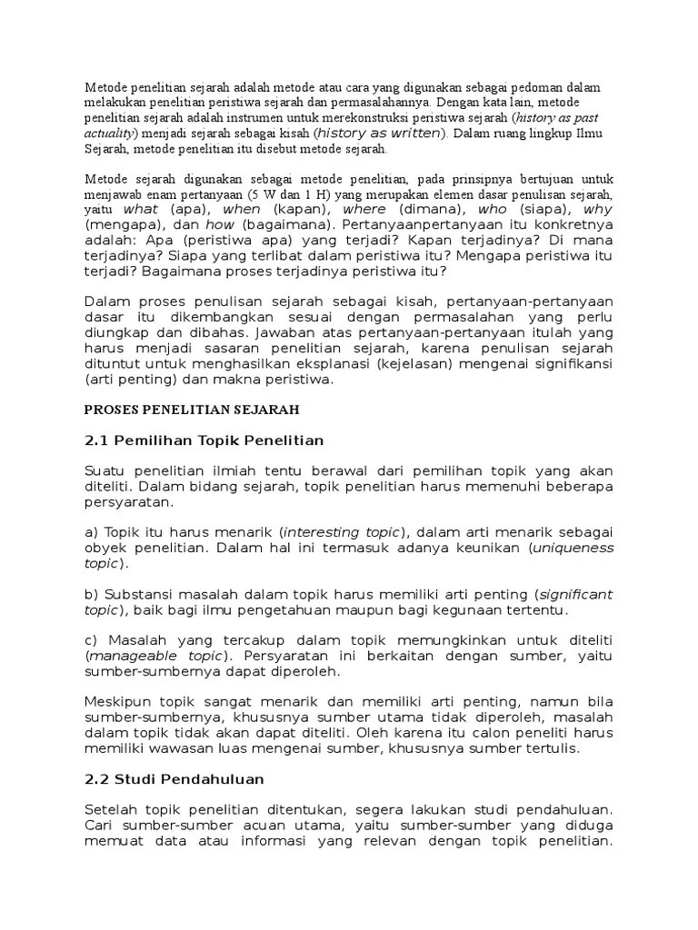 Konsep Metode Penelitian Sejarah | PDF