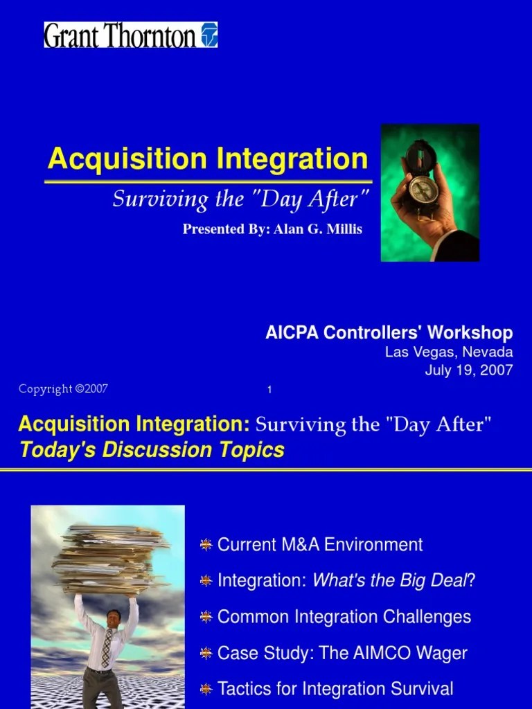 Acquisition Integration Mergers And Acquisitions Goal