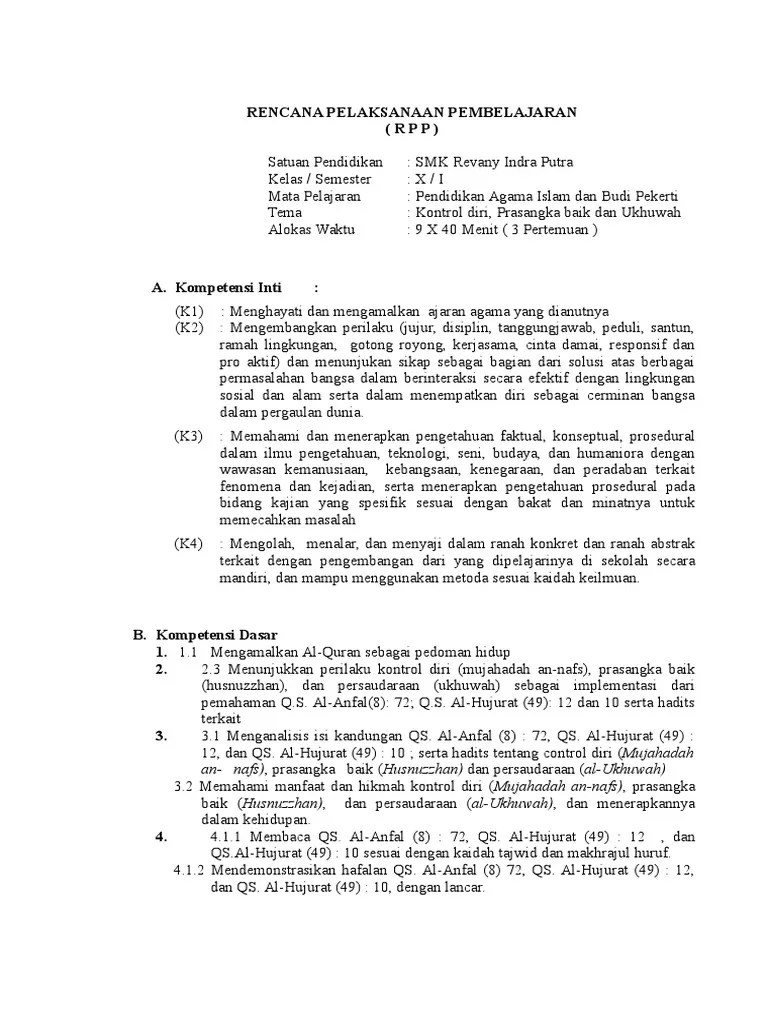 RPP PAI KELAS X SMK