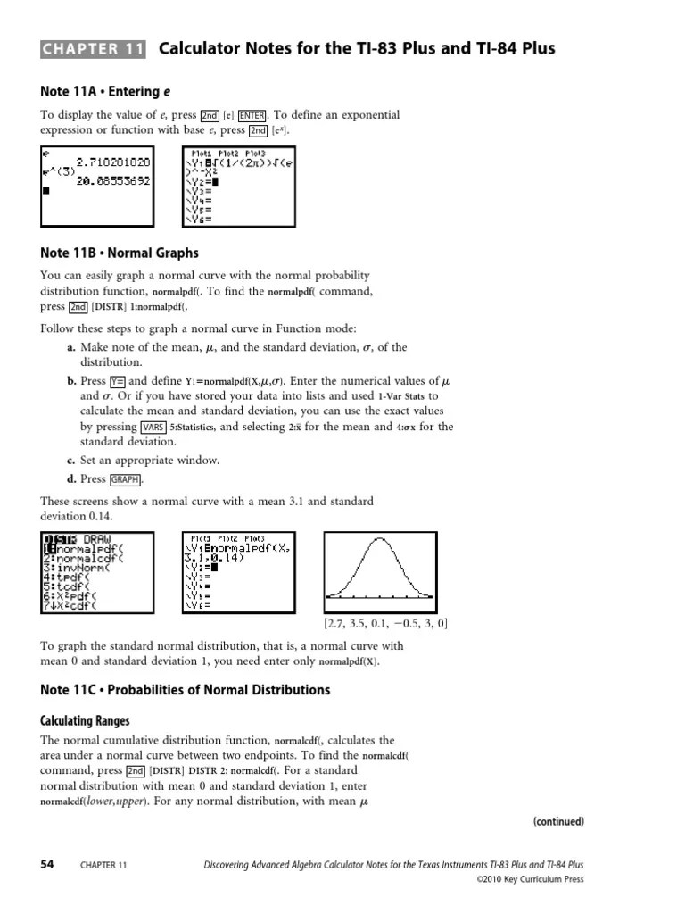 Ti 84 Statistics Normal Distribution Probability Distribution