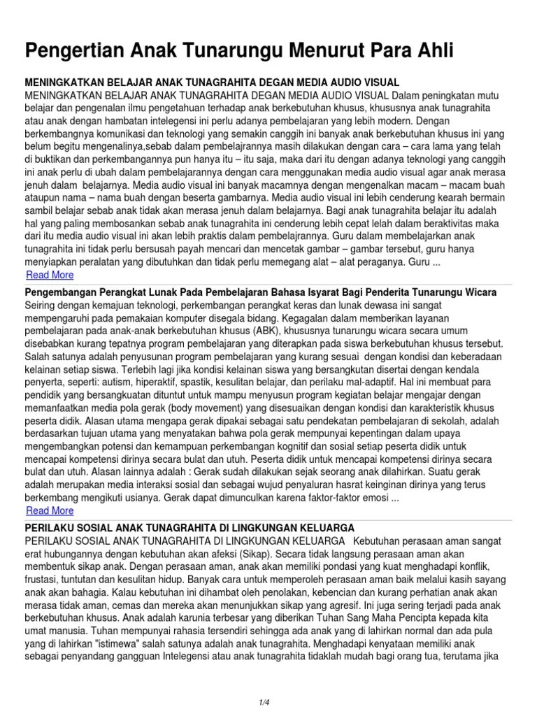 Pengertian Anak Tunarungu Menurut para Ahli PDF