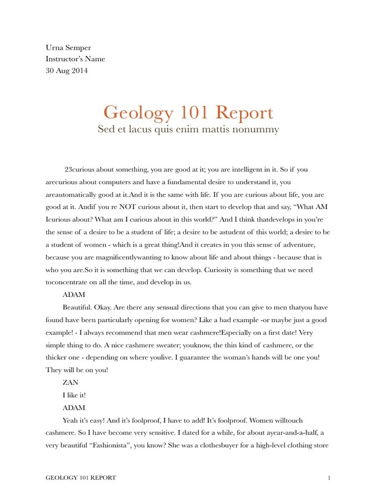 Geology Report 101 PDF